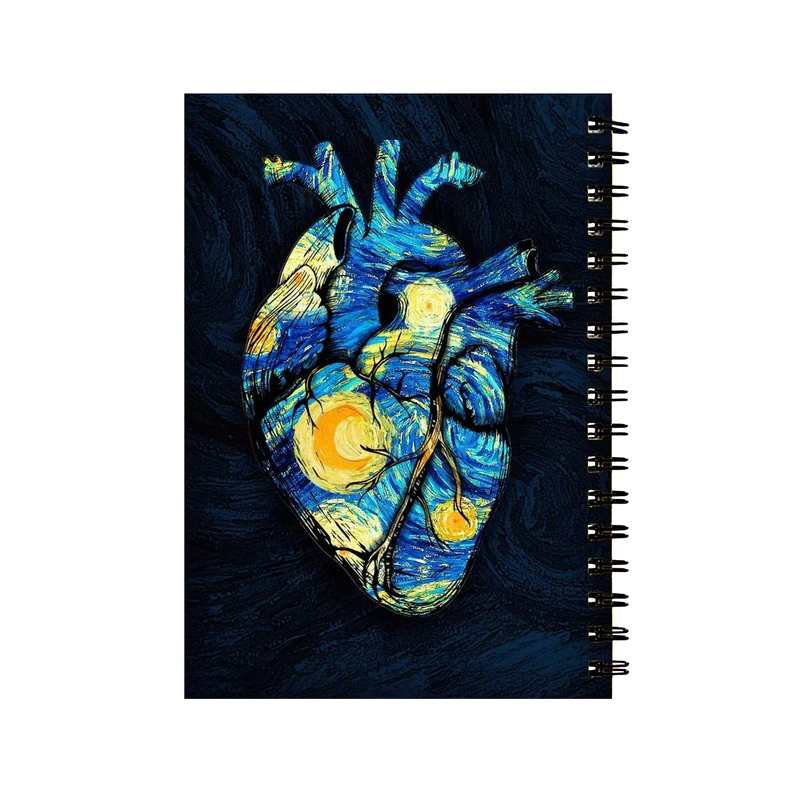 دفتر مشق طرح قلب شب پرستاره کد D-10104