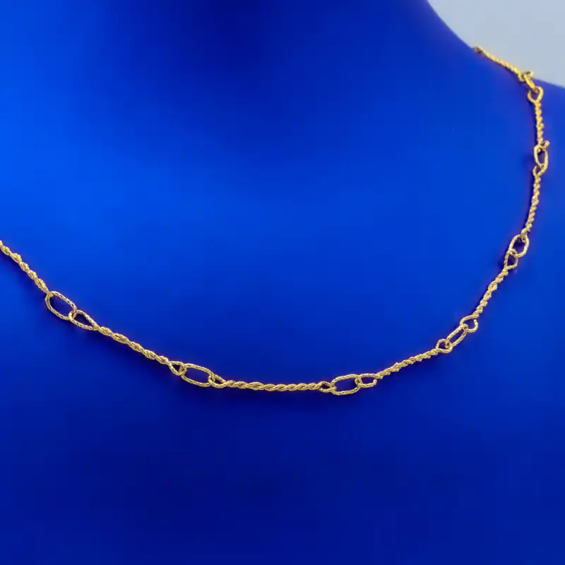 گردنبند طلا 18 عیار زنانه گالری رحمانی مدل ترکیبی طنابی