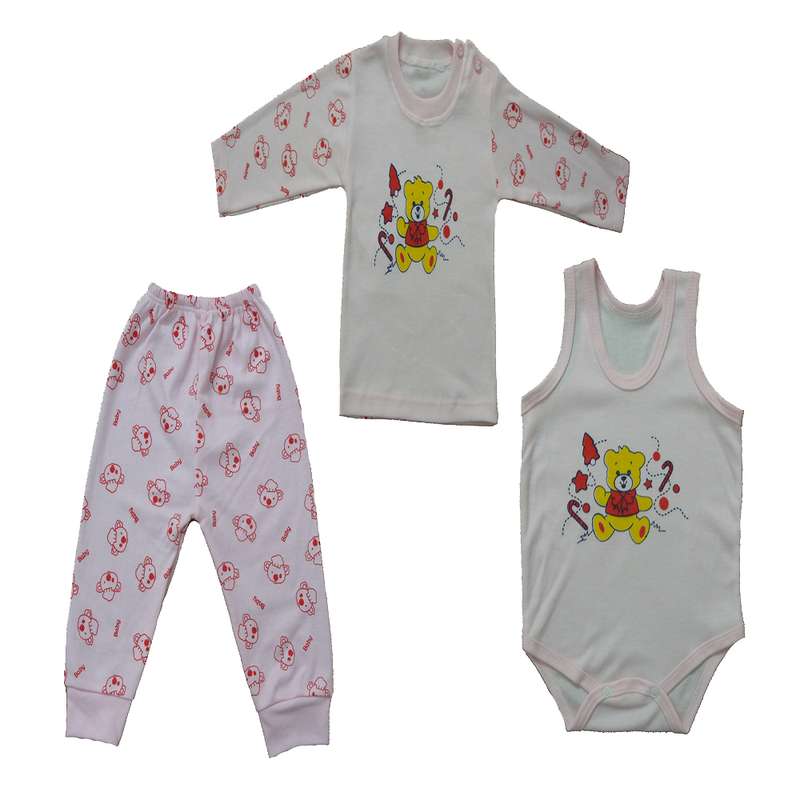 ست 3 تکه لباس نوزادی مدل خرس مهربون 3332