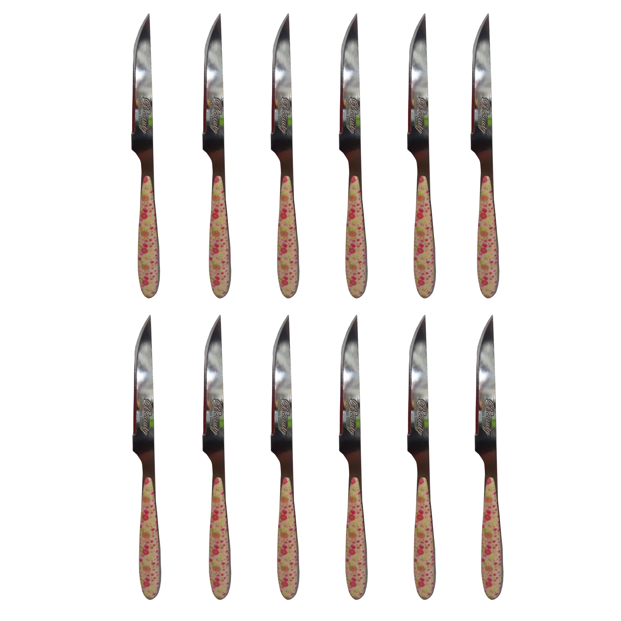 کارد میوه خوری بیوتی مدل Red flower بسته 12 عددی