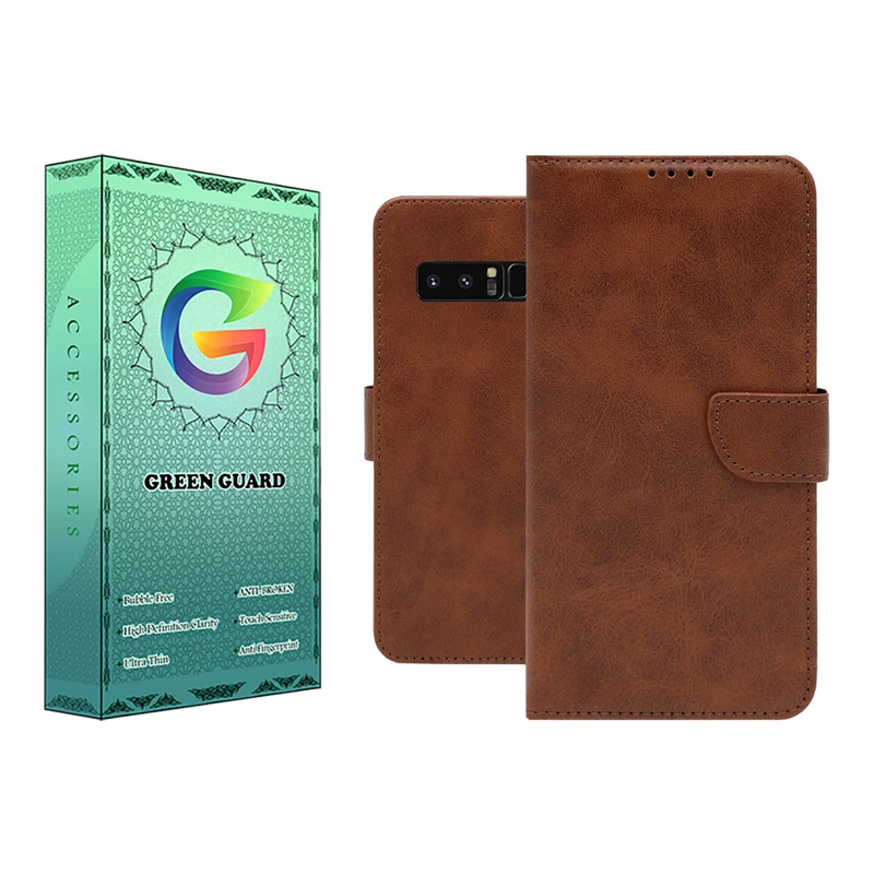 کیف کلاسوری گرین گارد مدل چرمی مگنتی کد Brown-GB01 مناسب برای گوشی موبایل سامسونگ Galaxy Note 8