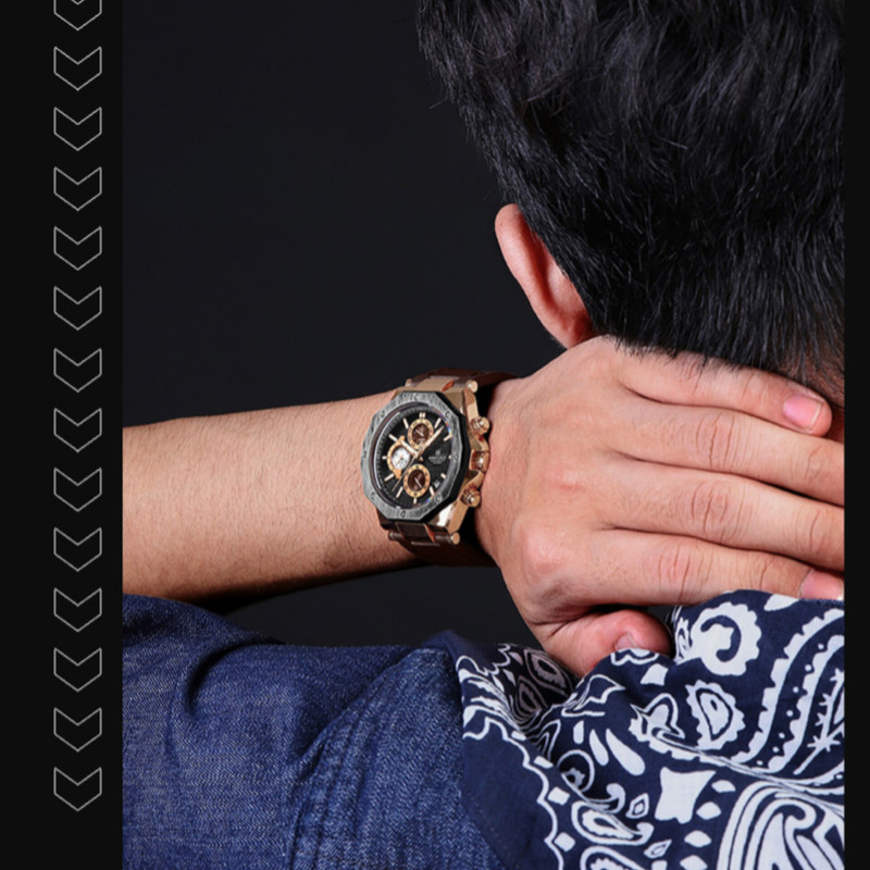 ساعت مچی عقربه‌ای مردانه نیوی فورس مدل کرنوگراف تقویمدار کد NF8028-RG.B.D