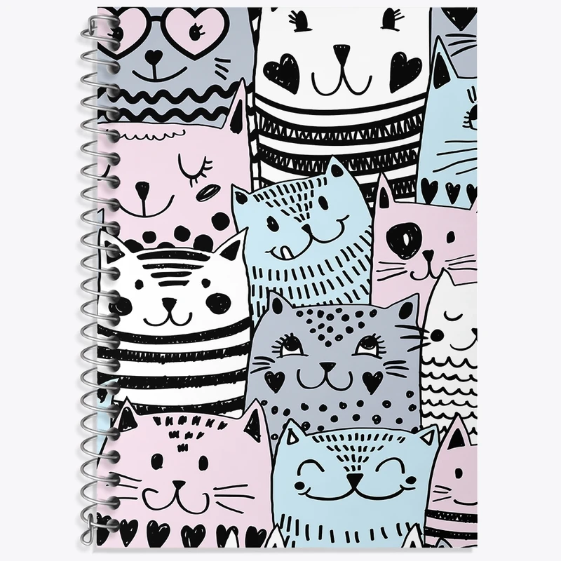 دفتر زبان 50 برگ خندالو مدل سه خط طرح گربه (Cat) کد N939