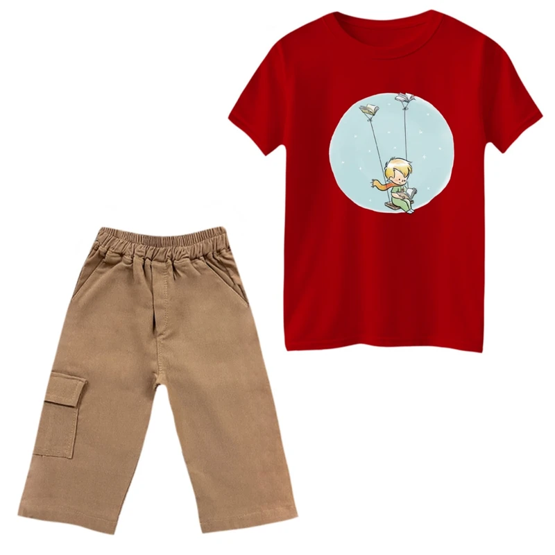 ست تی‌شرت و شلوارک پسرانه مدل شازده کوچولو و تاب