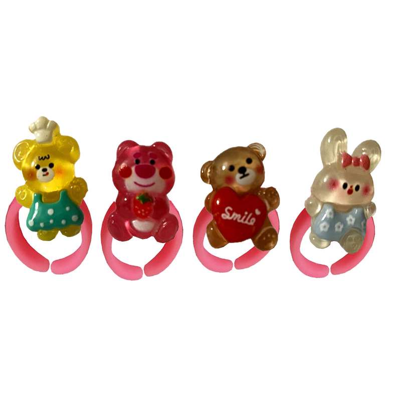 انگشتر دخترانه مدل عروسکی مجموعه 4 عددی انگشتر دخترانه مدل عروسکی مجموعه 4 عددی