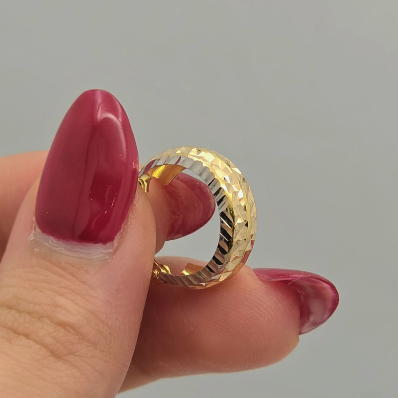 گوشواره حلقه‌ای طلا کم اجرت  18 عیار زنانه طلا و شمش برلیان مدل تراش کد ۱ 