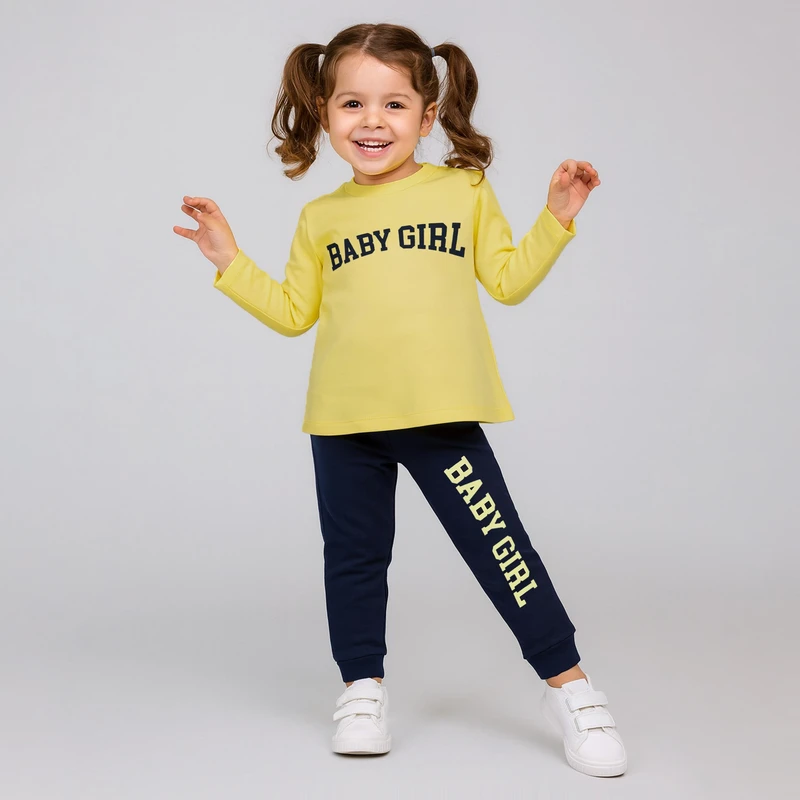 ست تی شرت آستین بلند و شلوار دخترانه مادر مدل 0069-52