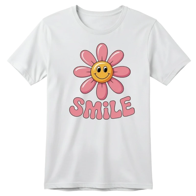 تی‌شرت آستین کوتاه بچگانه مدل گل و لبخند کد p1 
