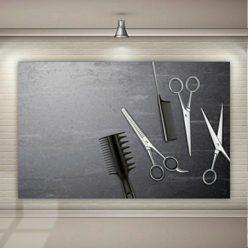 پوستر پارچه ای طرح آرایشگاه مدل لوازم اصلاح صورت و سر کد SDP1717