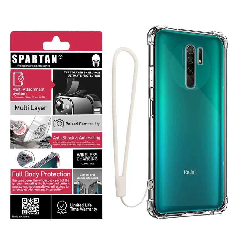 کاور اسپارتان مدل Airbag Strap مناسب برای گوشی موبایل شیائومی Redmi 9/ 9 Prime به همراه بندآویز