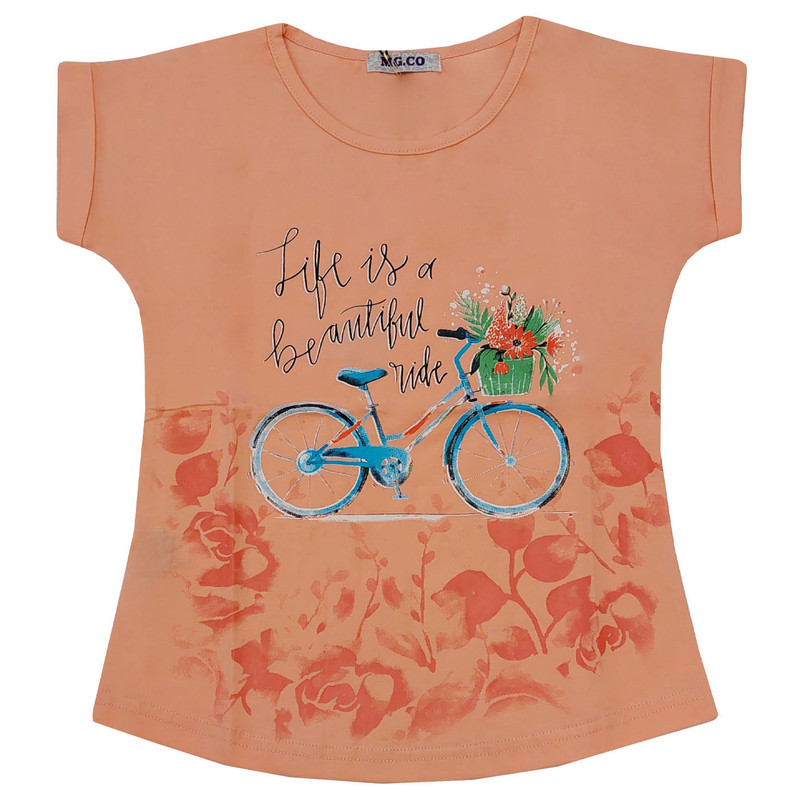 تی شرت آستین کوتاه دخترانه ام جی مدل دوچرخه 06