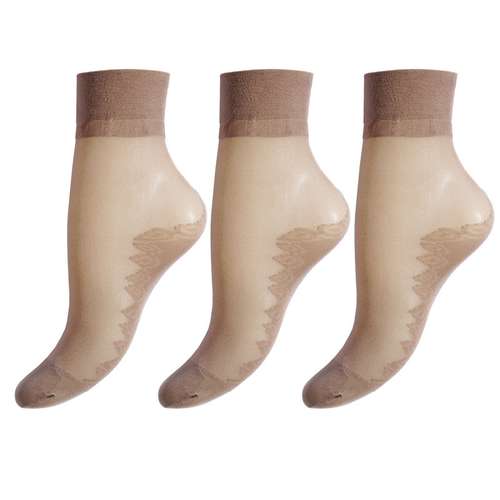 جوراب زنانه مدل پارازین 1.20 کفه دار رویا رنگ کرم بسته 3 عددی