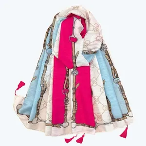 شال زنانه مدل نخی کمربندی منگوله دار کد 20078