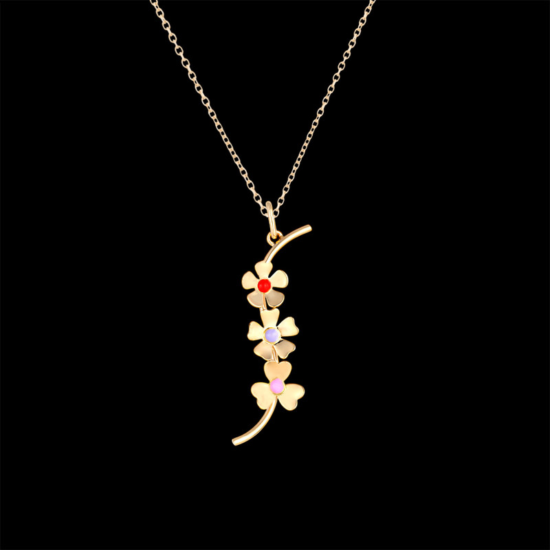 گردنبند طلا 18 عیار زنانه با زنجیر حلقهای (فلامینگو) لیلیوم گلد مدل DNTC48-29d طرح شکوفه