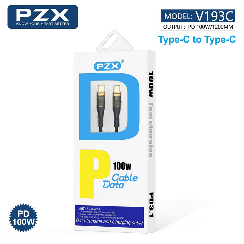 کابل USB-C پی زد ایکس مدل V193C 100W طول 1 متر