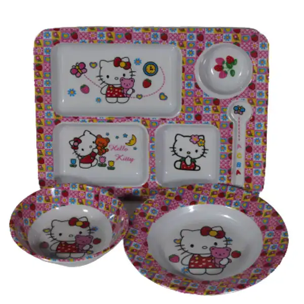 ست ظرف غذای کودک مدل کیتی کد 98 مجموعه سه عددی