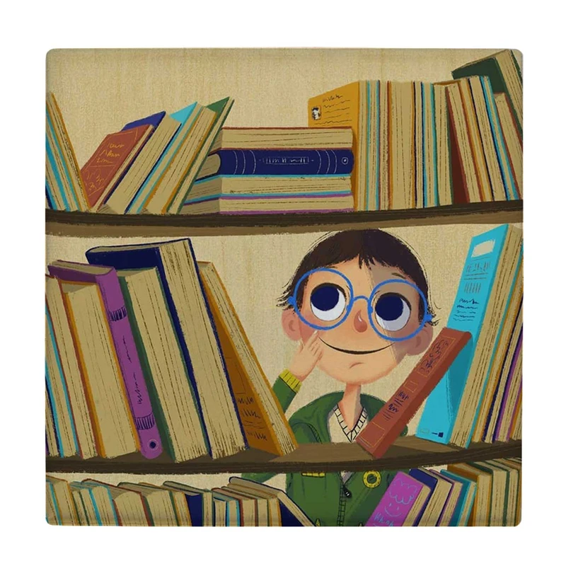 زیر لیوانی طرح پسر و کتابخانه کد    3655379_1619