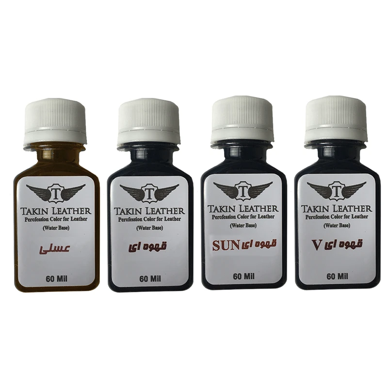 رنگ رویه چرم تکین مدل حکاکی کد 4XbRWN حجم 60 میلی لیتر بسته 4 عددی