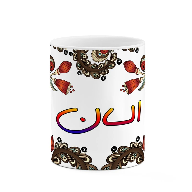 ماگ کاکتی مدل اسم السان طرح سنتی گل و بته کد mgh43718