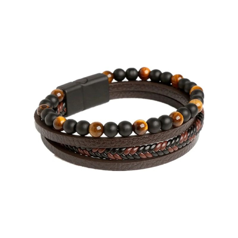 دستبند مردانه مدل چرم طبیعی چهار لایه