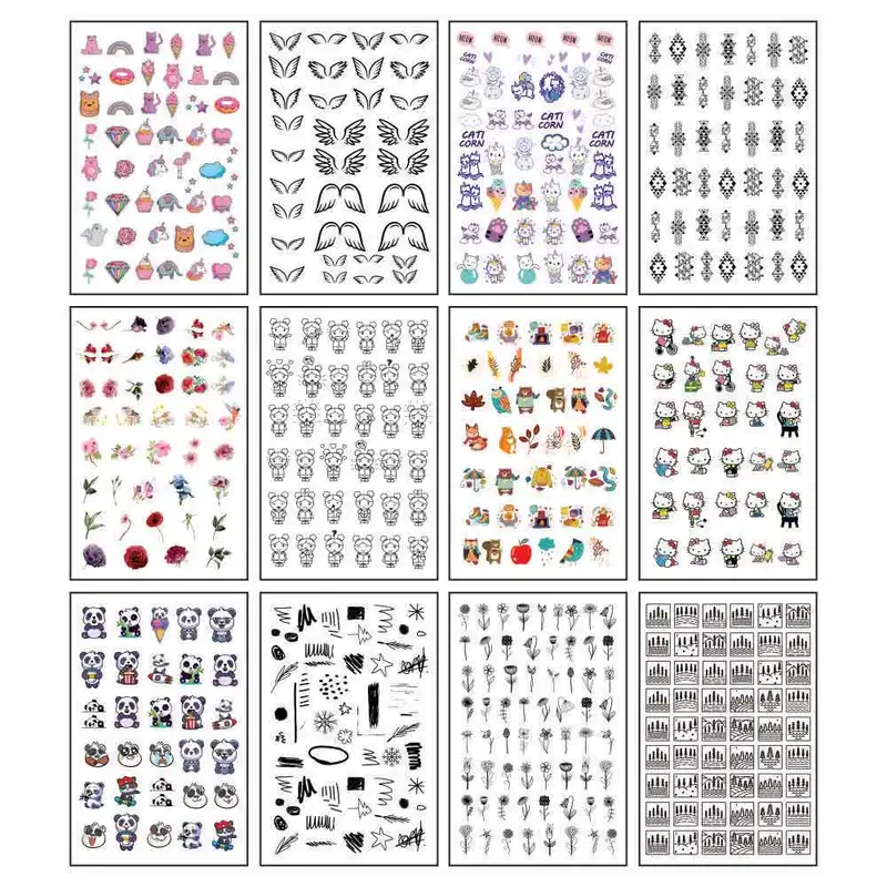 برچسب لنز ناخن گربه  گل مدل N121626 مجموعه 12 عددی