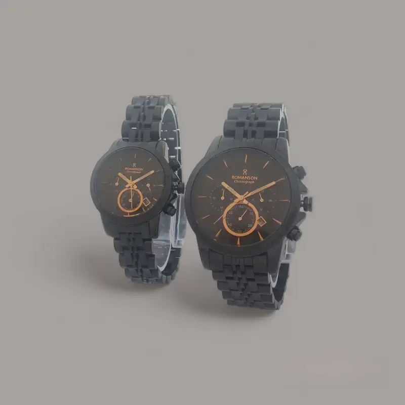 ست ساعت مچی عقربه ای زنانه و مردانه رومانسون مدل سه موتور فعال کرنوگراف کد B2097RG