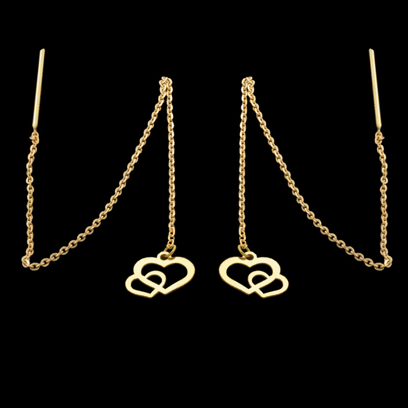 گوشواره بخیه‌ای طلا 18 عیار زنانه طلای مستجابی مدل قلب کد 541