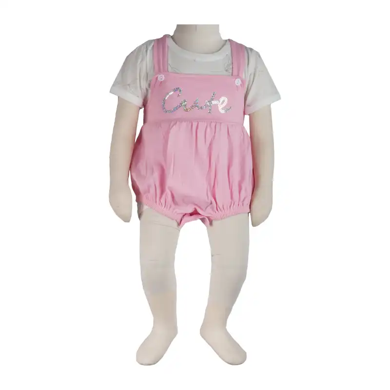 ست  بادی و تی شرت نوزادی آدمک کد 179391 رنگ صورتی