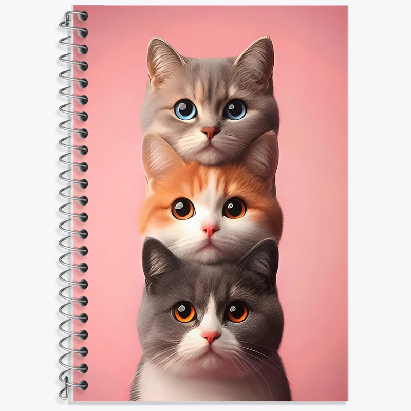 دفتر زبان 50 برگ خندالو مدل دو خط طرح گربه های بانمک کد F7950