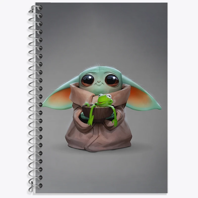 دفتر زبان 50 برگ خندالو مدل سه خط طرح بیبی یودا کد F164