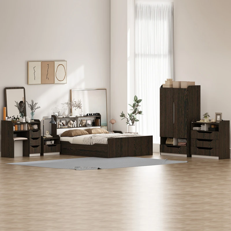 سرویس خواب ملامینه دو نفره اعیان مدل fh998 سایز 160x200 سانتی متر مجموعه 6 عددی