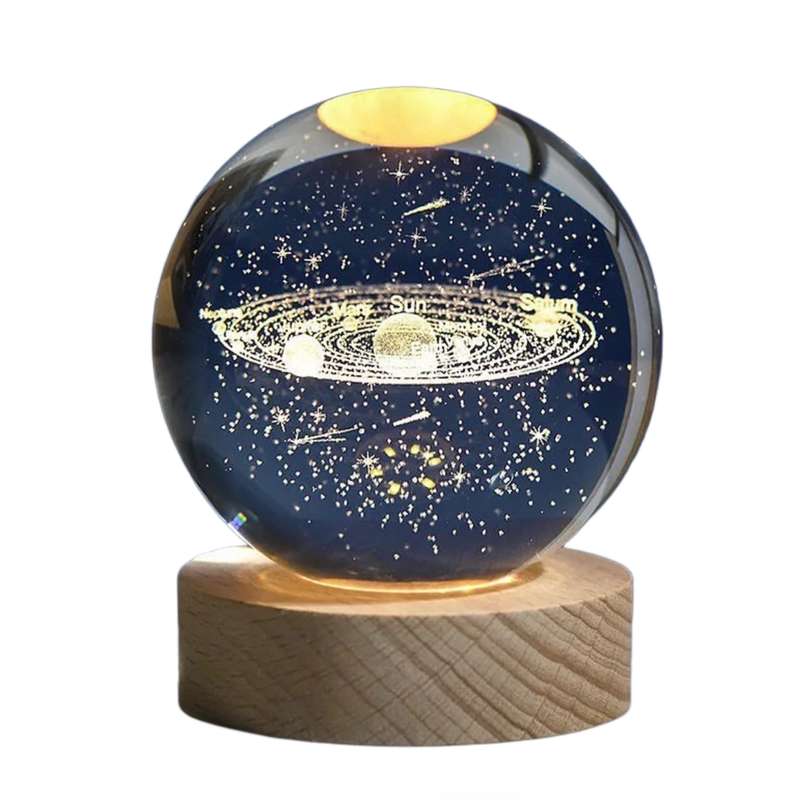 چراغ خواب مدل گوی کریستالی منظومه شمسی 3D چراغ خواب مدل گوی کریستالی منظومه شمسی 3D
