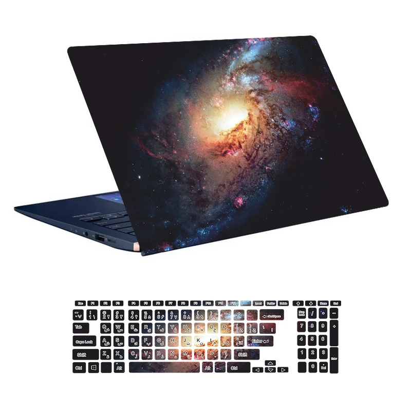 استیکر لپ تاپ توییجین و موییجین طرح Space کد 66 مناسب برای لپ تاپ 15.6 اینچ به همراه برچسب حروف فارسی کیبورد 