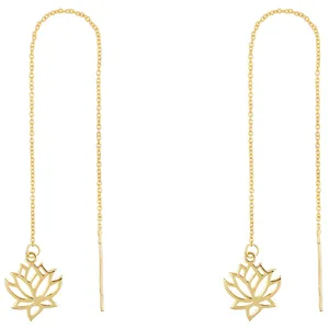 گوشواره بخیه‌ای طلا 18 عیار زنانه نیکان گلد مدل گل نیلوفر آبی 443