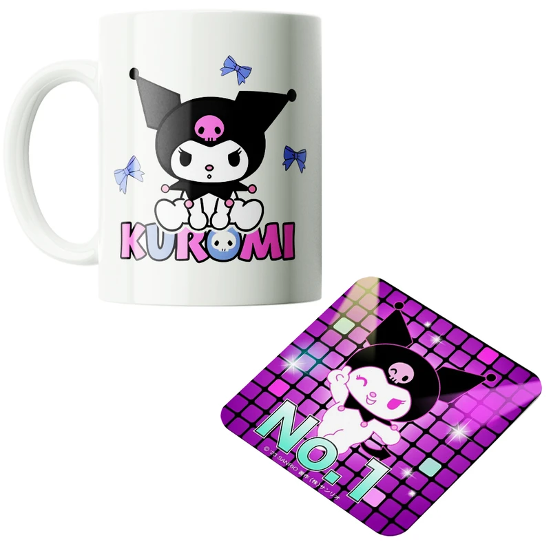 ماگ پاد آفرین مدل کارتونی سانریو کرومی مای ملودی هلوکیتی کد PZ092 به همراه زیرلیوانی