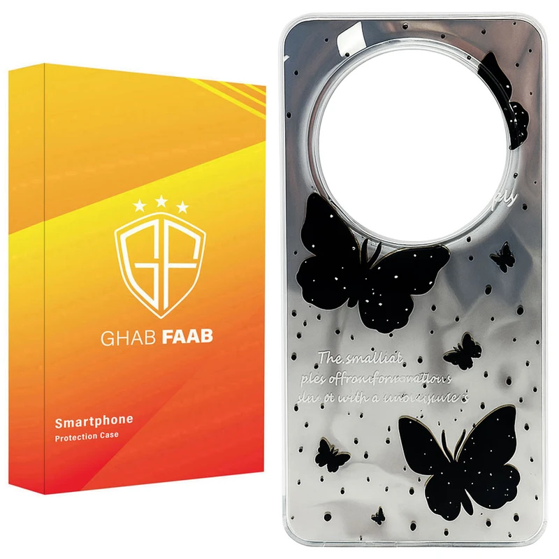 کاور قاب فاب مدل دخترانه طرح Black Butterfly مناسب برای گوشی موبایل شیائومی Redmi 14C / 14C 5G / 14R / A4 / A3 Pro / Poco C75