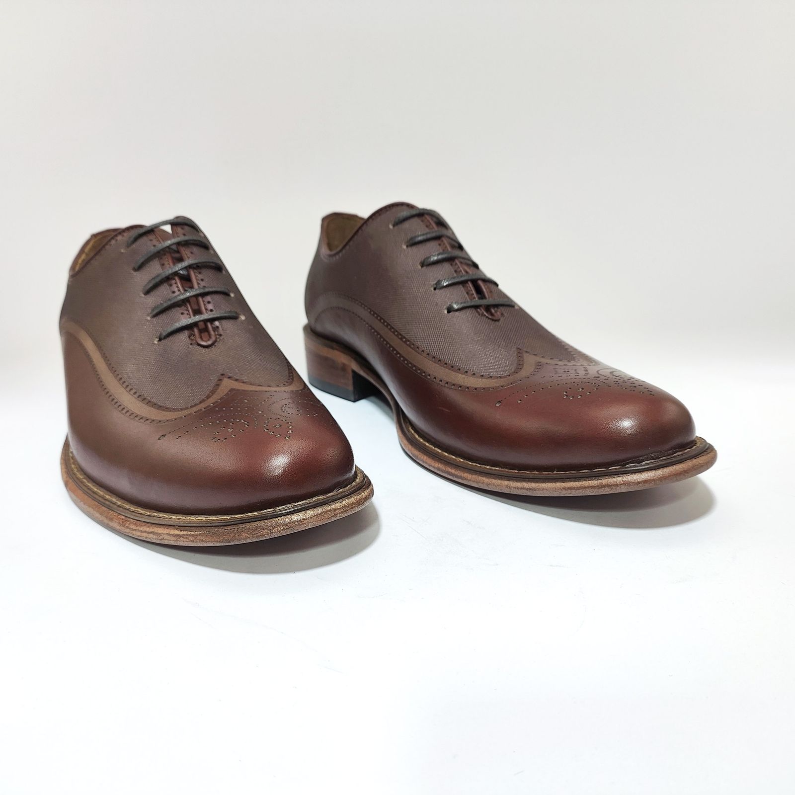 کفش مردانه کرمانی مدل تمام چرم طبیعی دستدوز کد 1037 رنگ قهوه ای -  - 5
