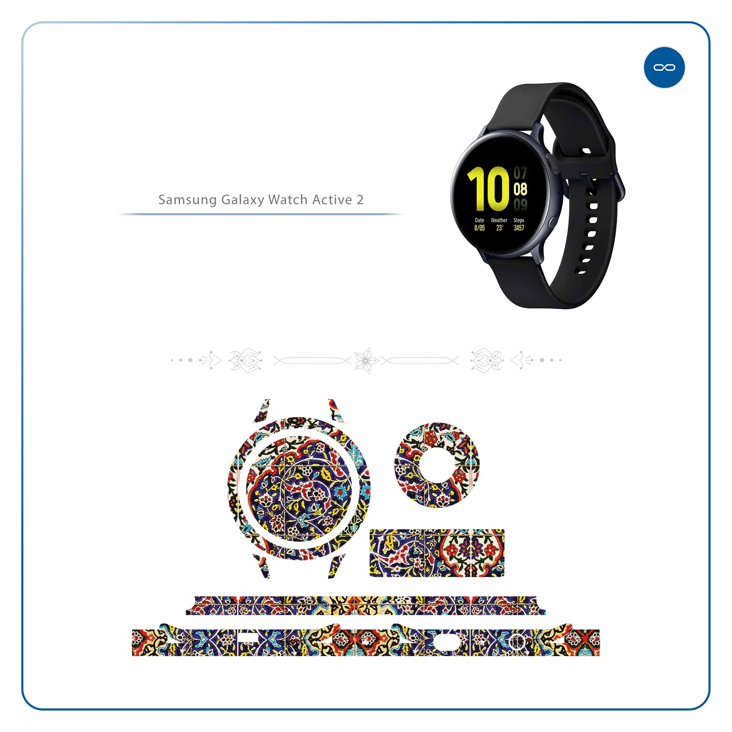 برچسب ماهوت طرح Iran-Tile6 مناسب برای ساعت هوشمند سامسونگ Galaxy Watch Active 2 44mm