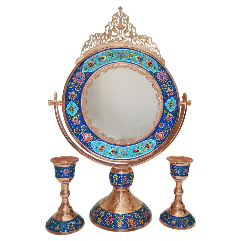 آینه و شمعدان مسی کد MK0101