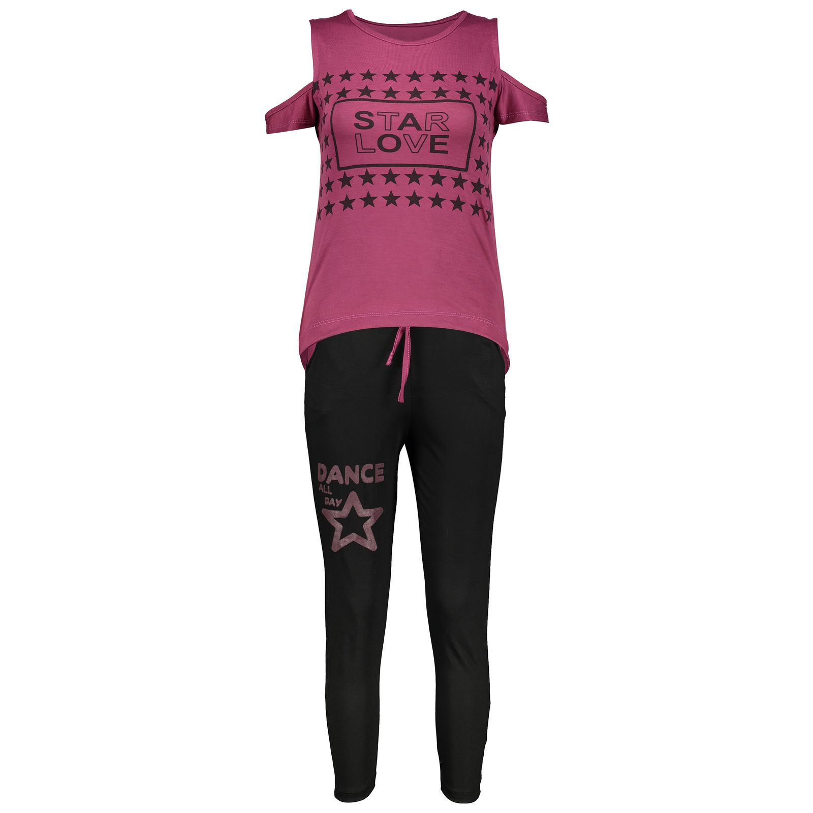 ست تی شرت و شلوار ورزشی زنانه مدل Star-ِD-BR - - 69