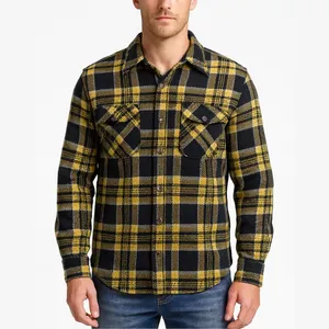 پیراهن آستین بلند یقه برگردان مردانه مدل پشمی چهارخانه