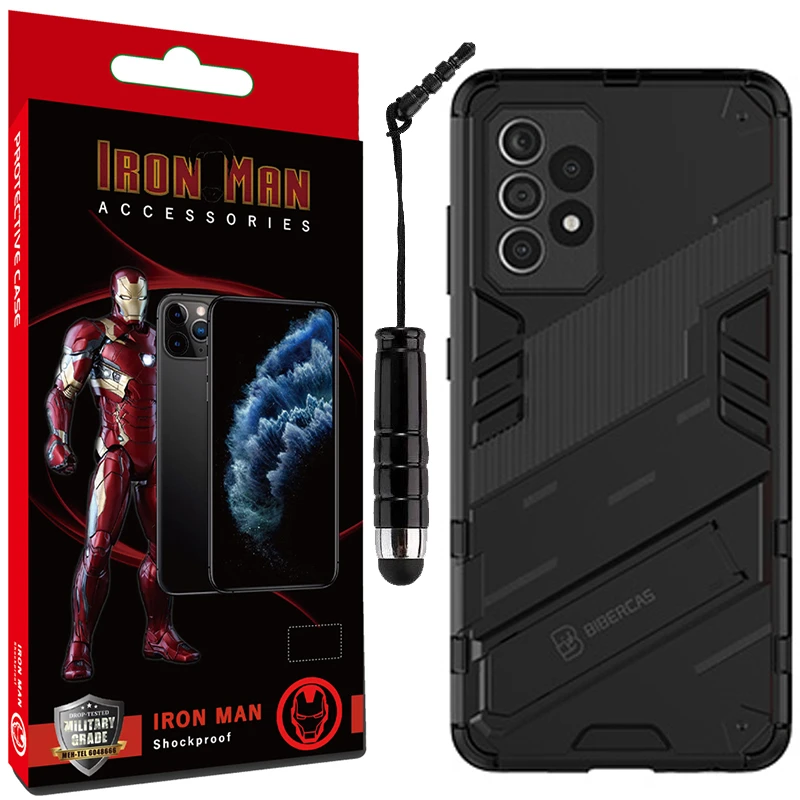 کاور آیرون من مدل BiberCas مناسب برای گوشی موبایل سامسونگ Galaxy A72 4G/A72 5G به همراه قلم لمسی