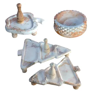 مجموعه ظروف هفت سین 4 پارچه مدل ماربل پتینه طرح درخت کریسمس کد 2350