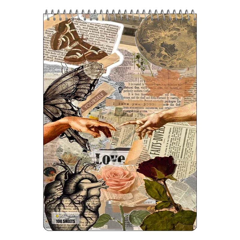 دفتر شطرنجی 100 برگ کارنیکا طرح وینتج اسکرپ بوک Vintage Scrapbook کد 94000