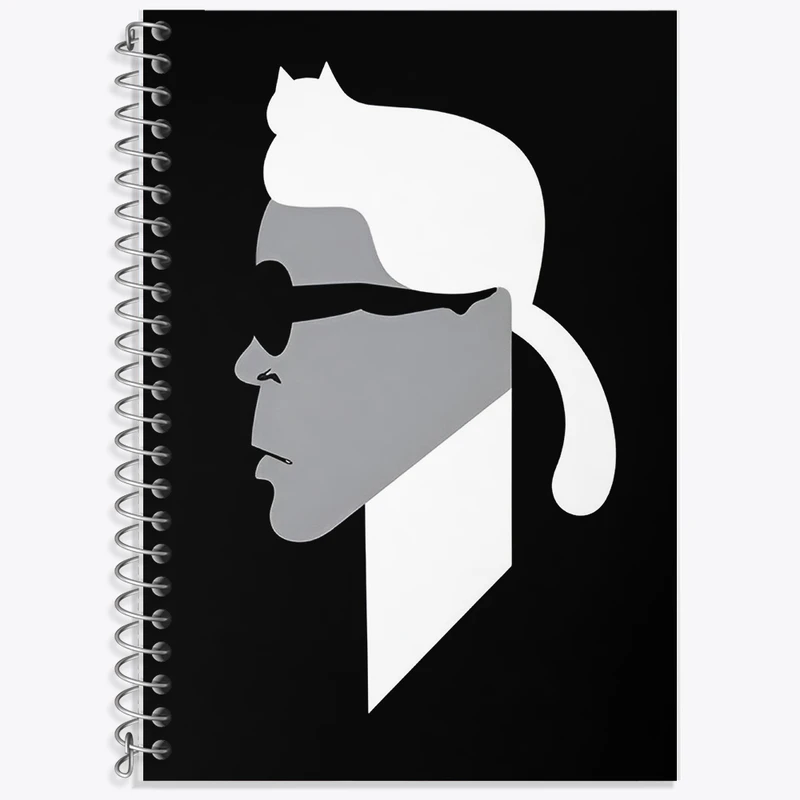 دفتر زبان 50 برگ خندالو مدل دو خط طرح کارل لاگرفلد (Karl Lagerfeld) کد F6414