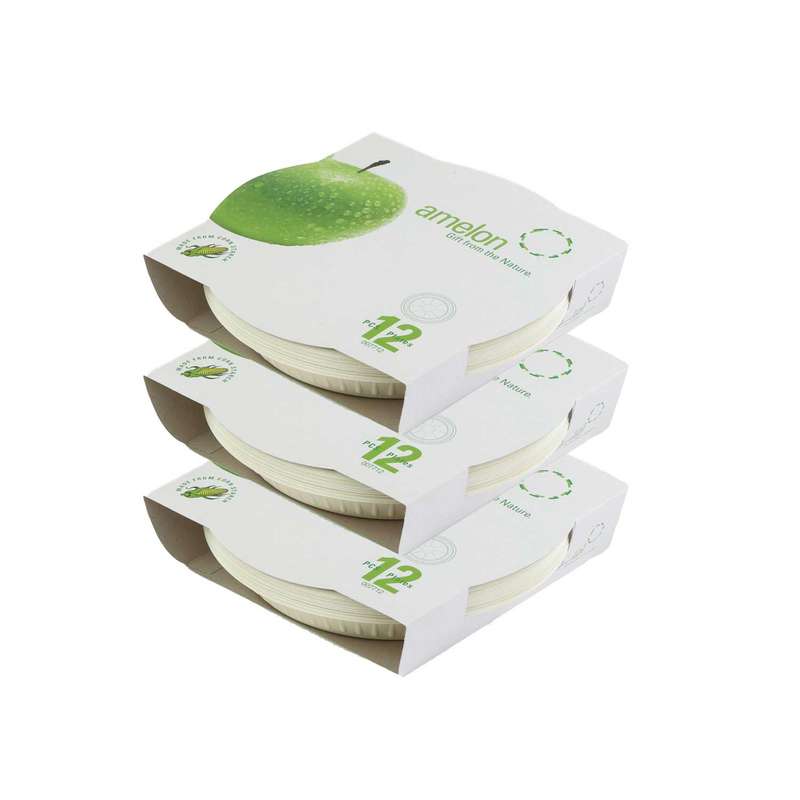 بشقاب یکبار مصرف آملون مدل 20x12x3 سه بسته 12 عددی