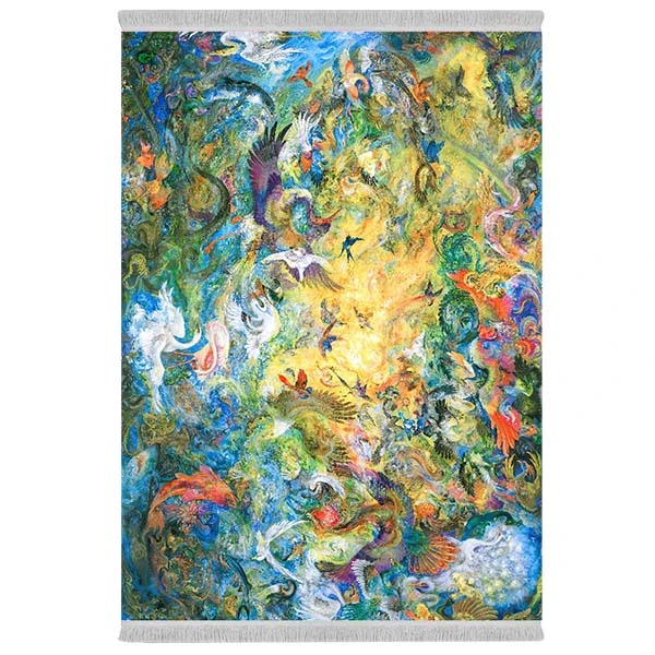 فرش پارچه‌ای دفه مدل فرشینه شانل مخمل طرح فانتزی کد 7172