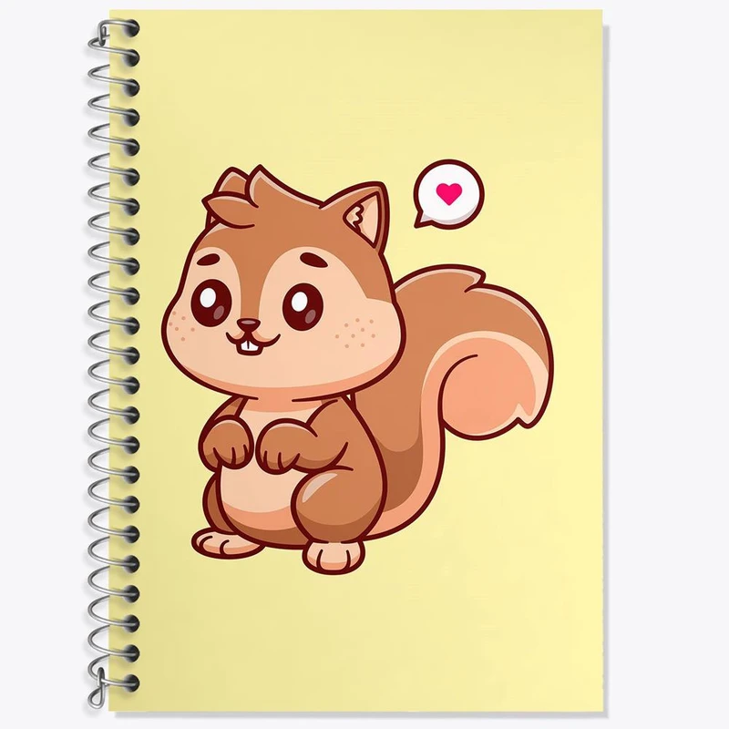 دفتر زبان 50 برگ خندالو مدل سه خط طرح حیوانات بامزه سنجاب کد 25434