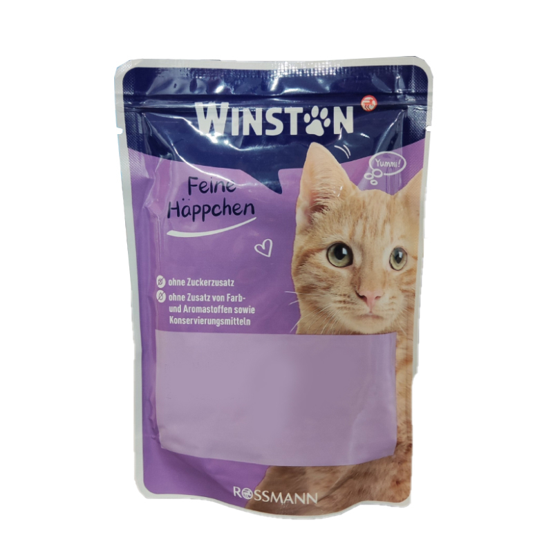 پوچ گربه بالغ وینستون مدل geflugel طعم مرغ و پرندگان در سس هویج وزن 100 گرم