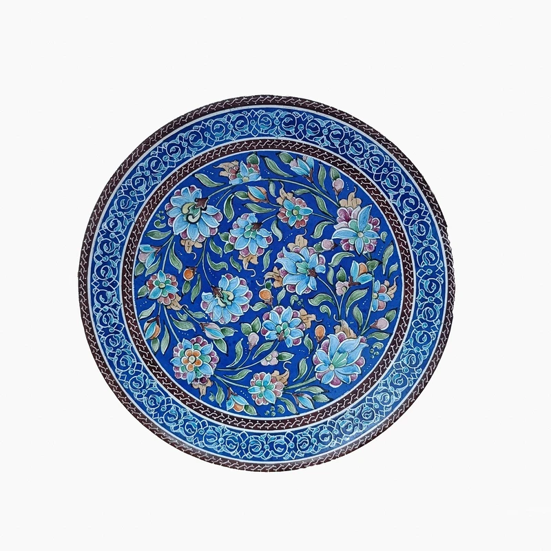 بشقاب میناکاری مسی میناسرای نیکنامی مدل گل ختایی BsKB18